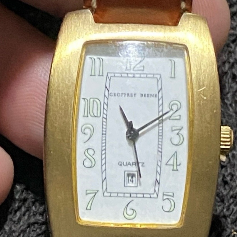 Geoffrey Beene Gold Tone Rectangular Watch - Picture 2 of 10